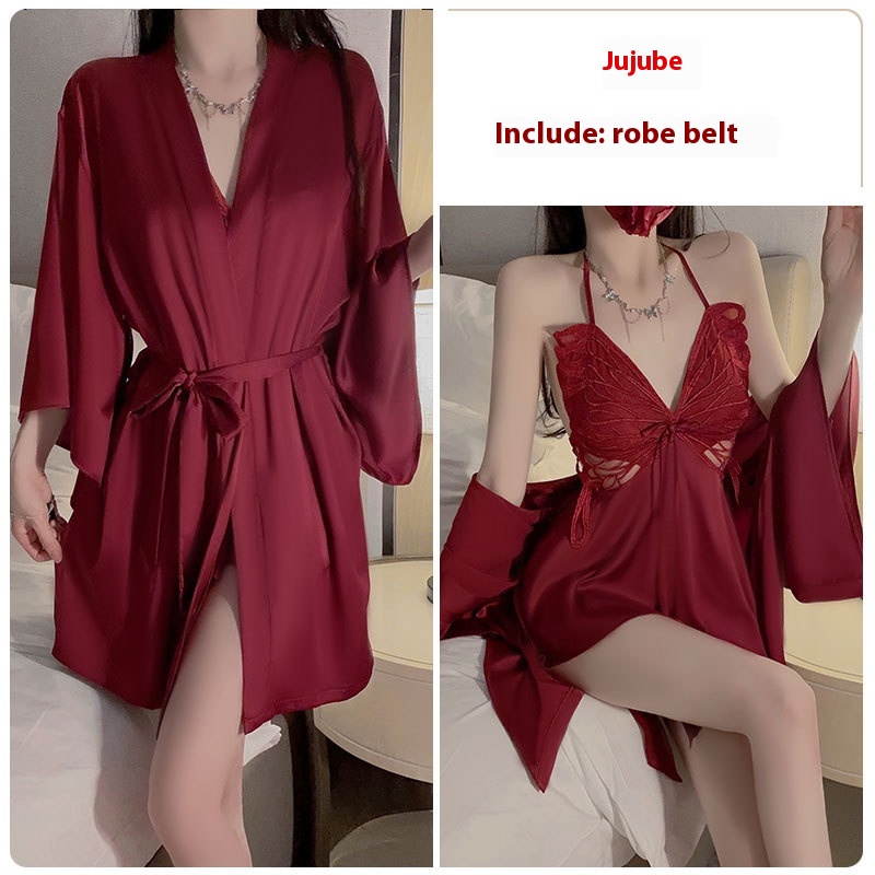 Sexy underwear with chest pads, push-ups and bow pajamas, pajamas, home clothes set Detailed picture - 9