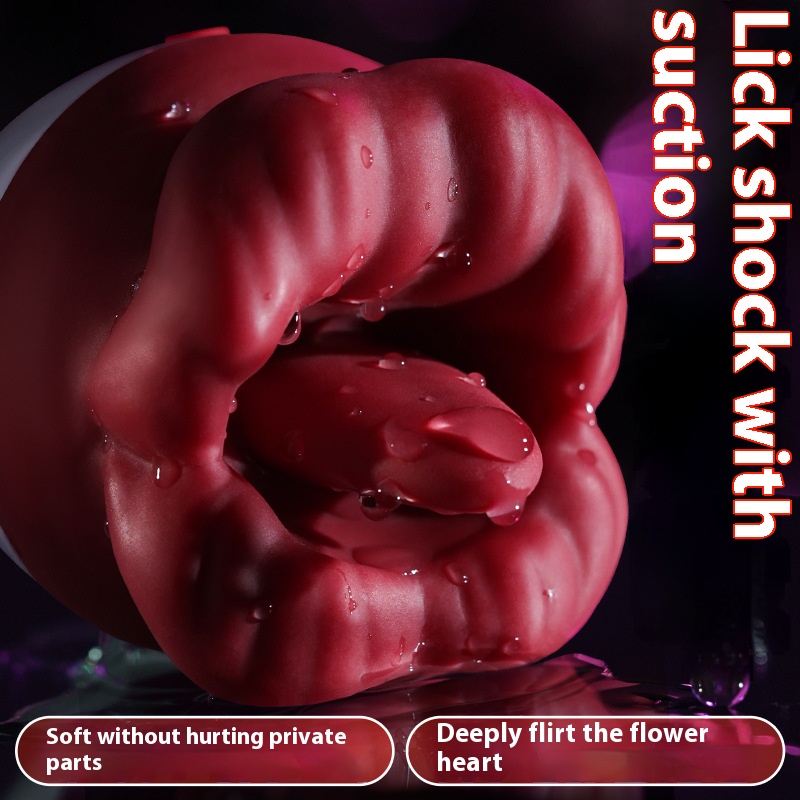 New female masturbation device red lips and tongue masturbation chest massage pedicle vibrator Detailed pictures - 2