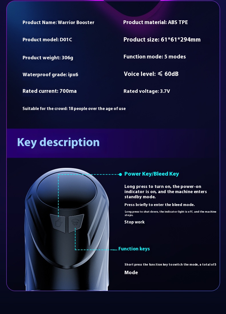Airplane Cup Men's Fully Automatic Sucking Vibrating Penis Exerciser Adult Sex Toy Detailed picture - 4