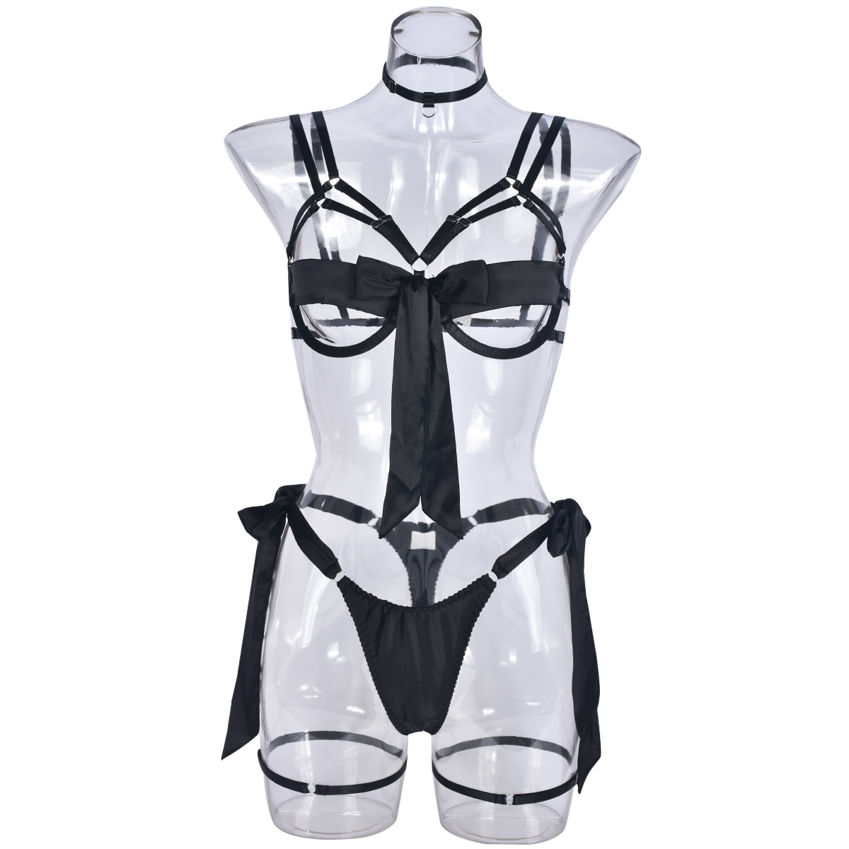 High quality sexy lingerie hot model satin sexy breast exposed leg ring hanging Comes in set of 4 Detailed picture - 5